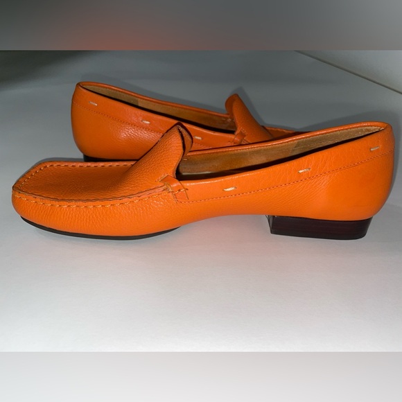 Talbots Orange Leather Loafers Size 8.5 - Picture 7 of 9
